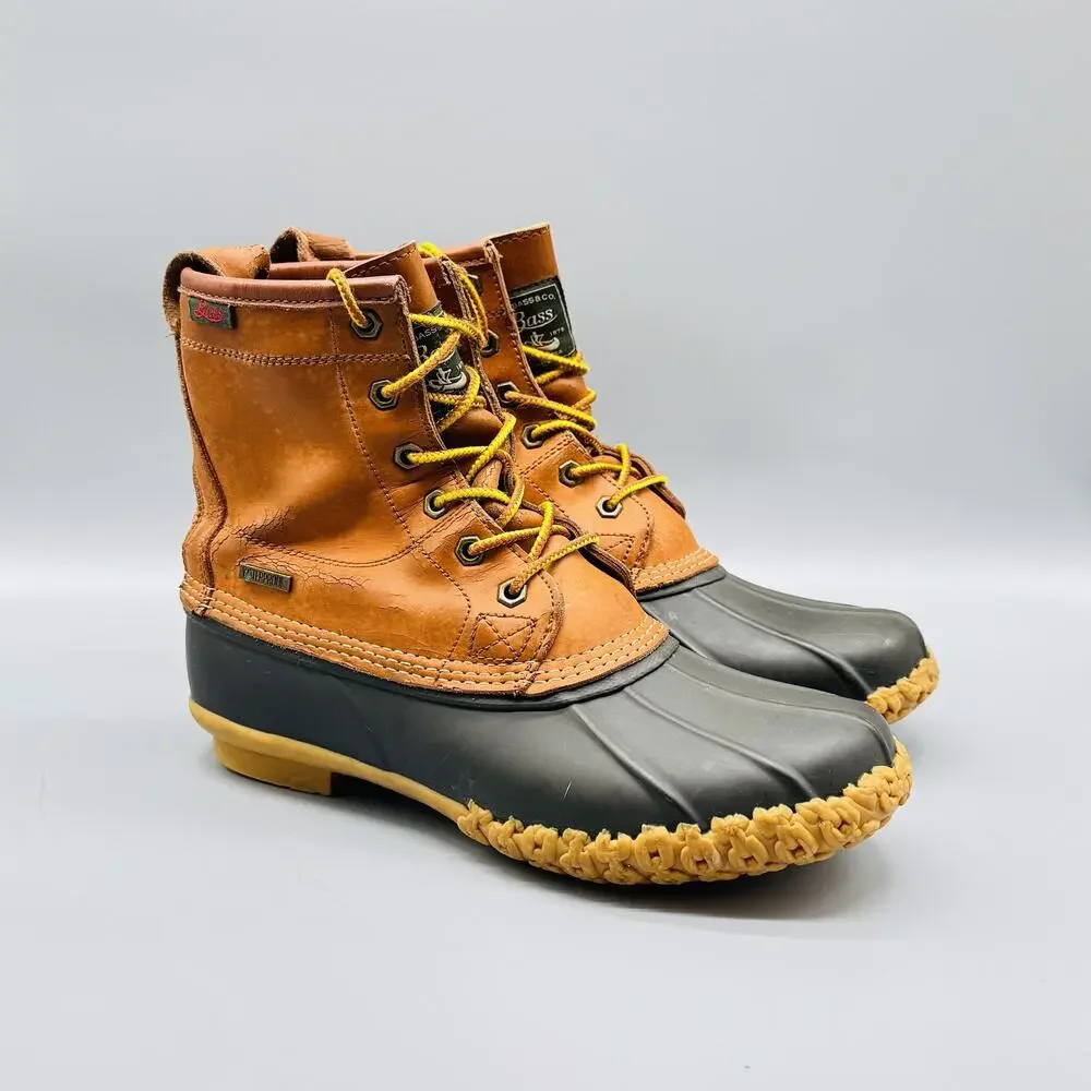 G H Bass Boots Mens Size 8 Waterproof Duck Leather Rubber Sole Outdoor Hiking
